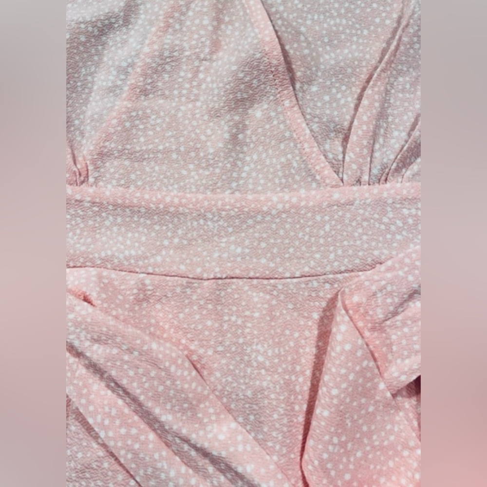 Textured Dot Print Ruffle Romper - Picture 10 of 14